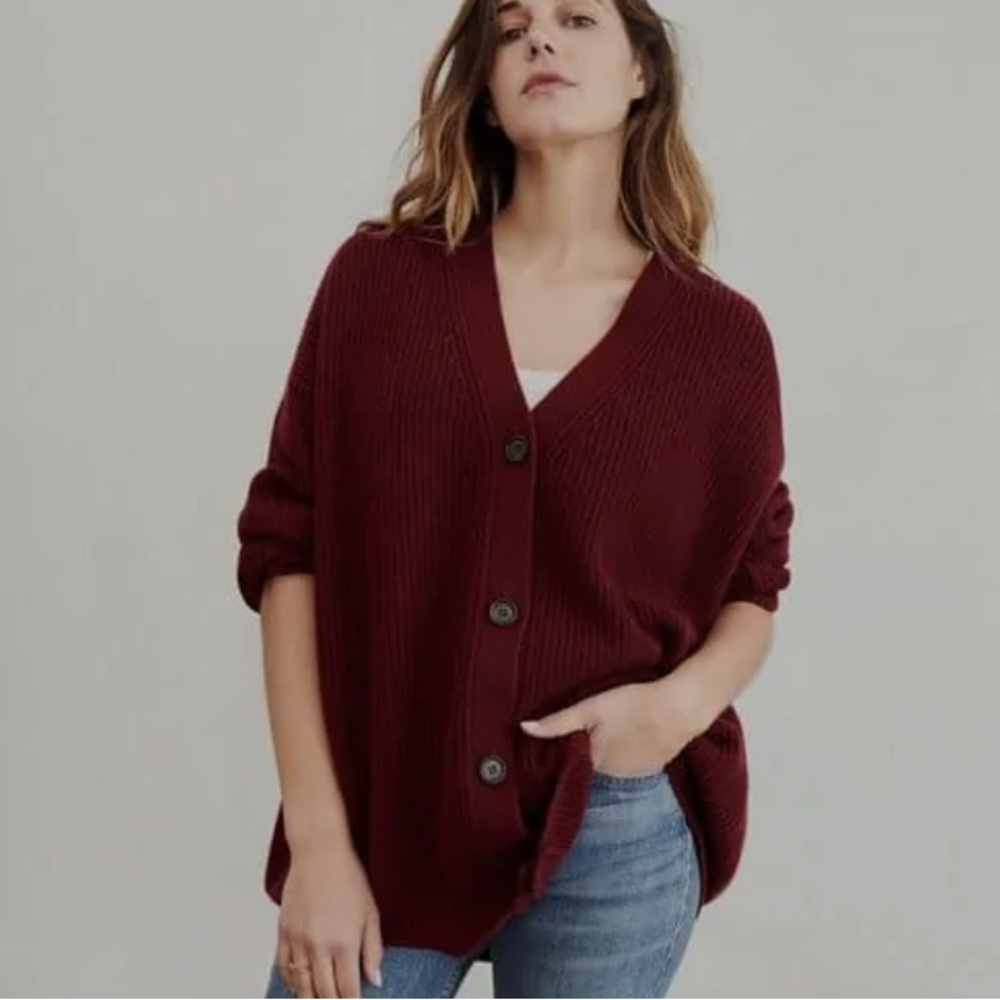 Jenni Kayne Cashmere Cocoon Cardigan in Wine, size medium